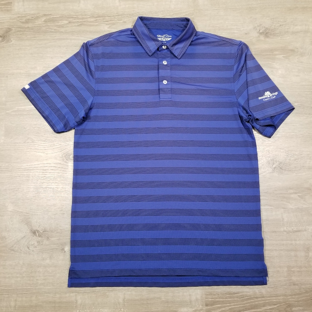Straight Down Meadow Springs Country Club Mens Large Golf Polo Shirt Blue